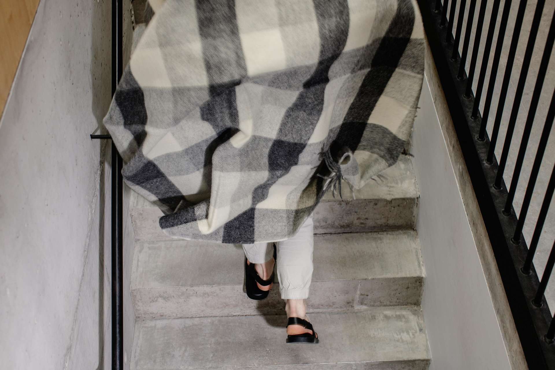 Grey plaid throw sale