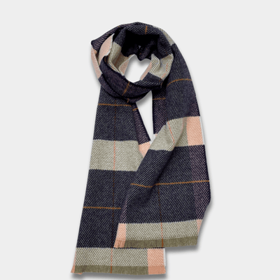 Navy/Ecru Mullins Merino Lambswool Scarf - Cushendale Woollen Mills