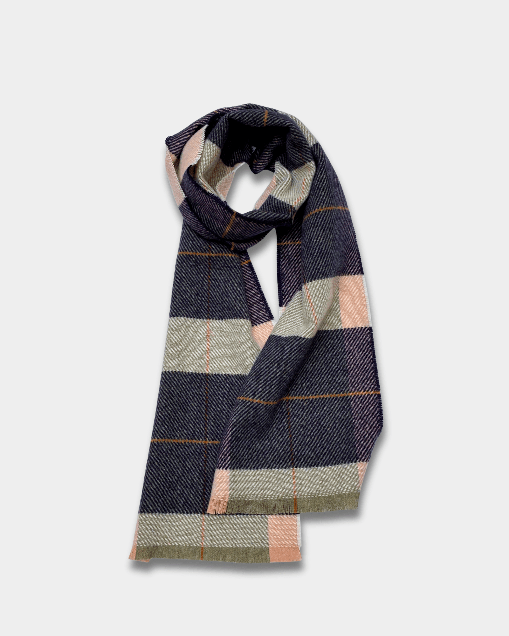 Navy/Ecru Mullins Merino Lambswool Scarf - Cushendale Woollen Mills
