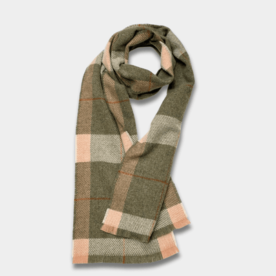 Sage/Ecru Mullins Merino Lambswool Scarf - Cushendale Woollen Mills
