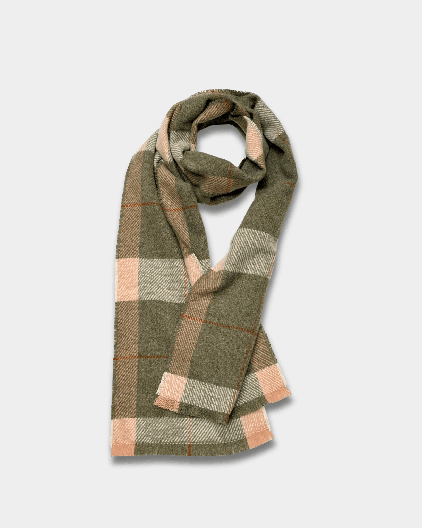 Sage/Ecru Mullins Merino Lambswool Scarf - Cushendale Woollen Mills
