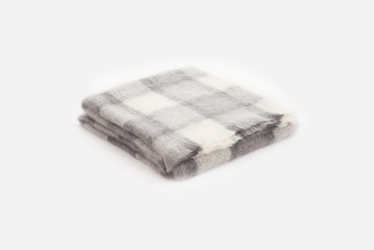Grey Plaid Drumin Mohair Throw Blanket - Cushendale Woollen Mills