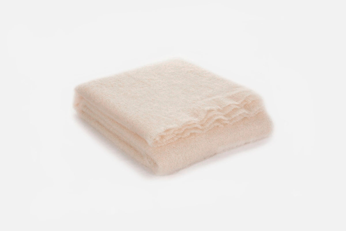Ivory Mooneen Mohair Throw Blanket - Cushendale Woollen Mills
