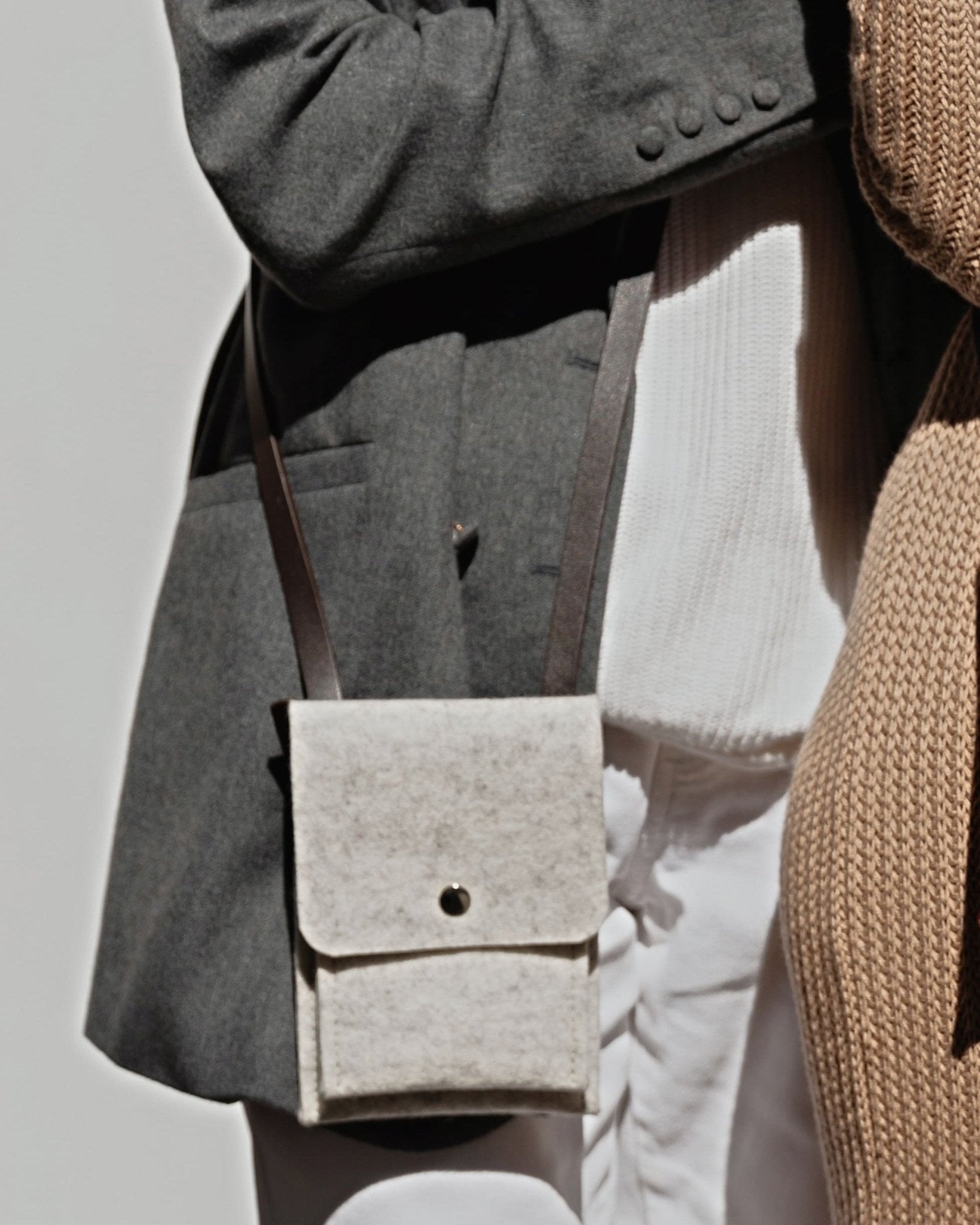 Light Grey Felt Crossbody Bag - Cushendale Woollen Mills