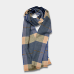 Azure/Ecru Mullins Merino Lambswool Scarf - Cushendale Woollen Mills