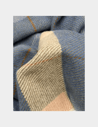 Azure/Ecru Mullins Merino Lambswool Scarf - Cushendale Woollen Mills