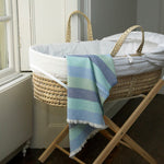 Blue Striped Kileen Lambswool Baby Blanket - Cushendale Woollen Mills