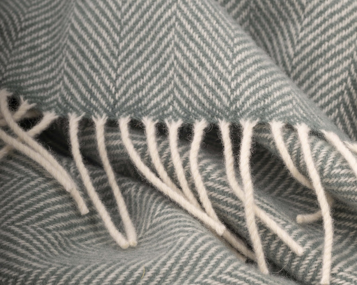Sage Aclare Lambswool Throw Blanket - Cushendale Woollen Mills