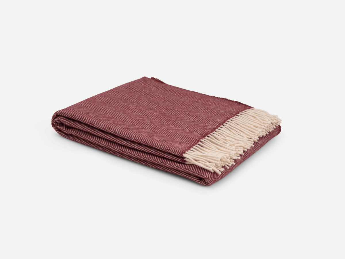 Wine Aclare Lambswool Throw Blanket - Cushendale Woollen Mills