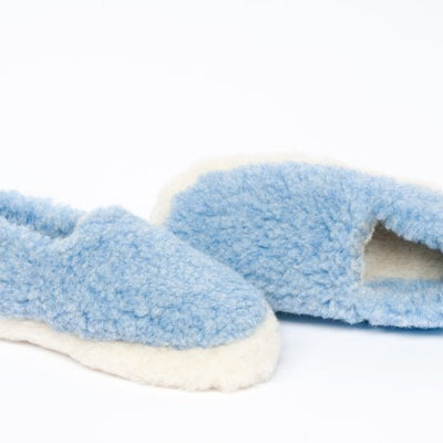Light Blue Wool Slippers - Cushendale Woollen Mills