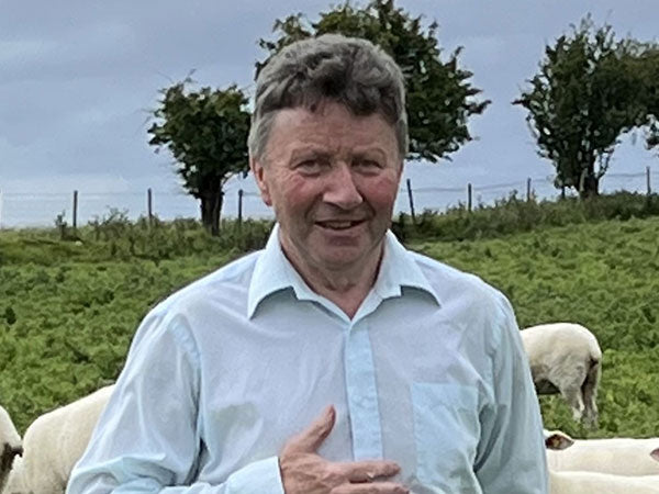 Portrait of Bill in field of sheep